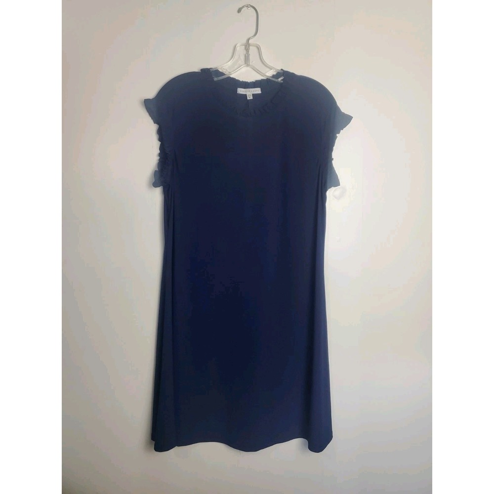 Annalee + Hope women's midi dress, navy blue with ruffle details. Size XL stretc